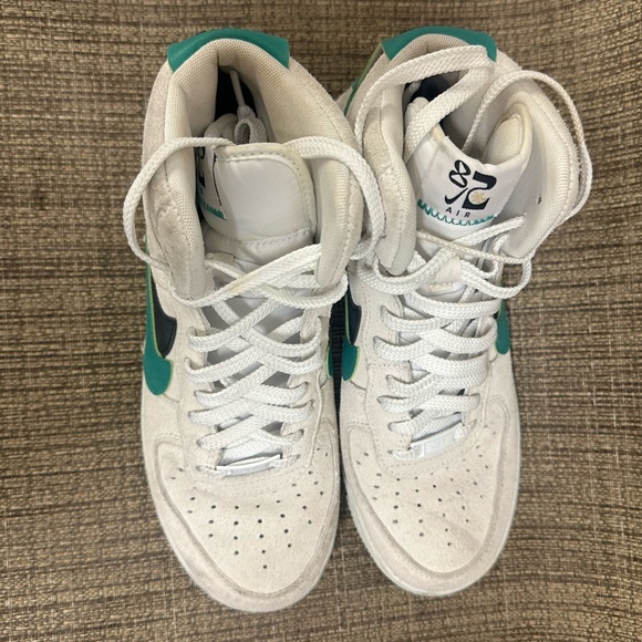 White and Teal High-Top Sneakers - Picture 1 of 2